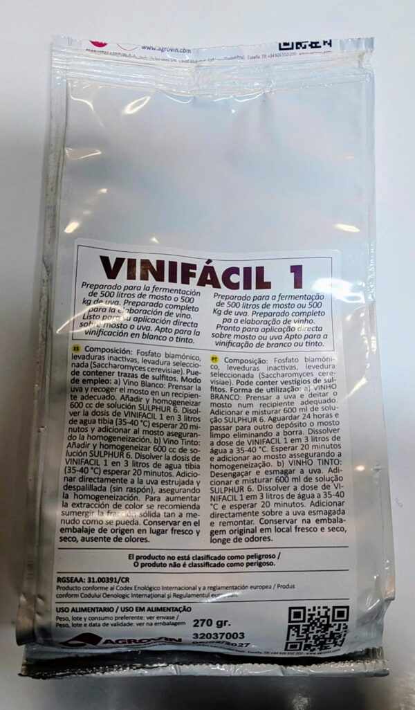 VINIFACIL 1 LEVADURAS